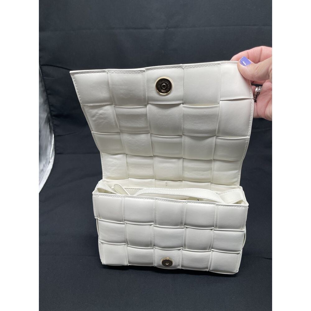 Leather Woven Purse, Handbag, Clutch White NWOT - Picture 4 of 9